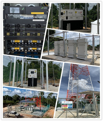 Sistem hibrida telekomunikasi 16KW 24KW dengan MPPT dan modul surya Eltek Brand 241119.650 241115.650
