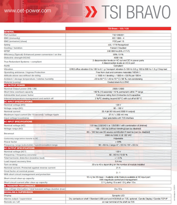 STI CE+T Bravo125/120 Dengan Masukan AC Ekstra 125Vdc 120Vac 2.5KVA 2.5KW P/N T321350201