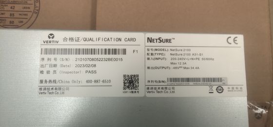 Sistem Daya Telekomunikasi Vertiv Power NetSure 2100 A31-S2 3000W 40A DC dengan R48-1000e3 untuk Penggunaan OLT