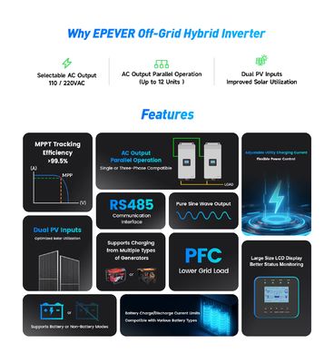HP-AHP20A 3KW 3.5KW Inverter Surya Off Grid Rumah 3500W Frekuensi Tinggi Gelombang Sinus Murni Inverter Surya Dengan Pilihan WiFi