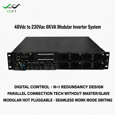 Sistem Inverter Modular 48VDC hingga 220Vac N+1 Redundansi Paralel 0ms Transfer Mulus 3KVA Rack Mount Daya Telekomunikasi