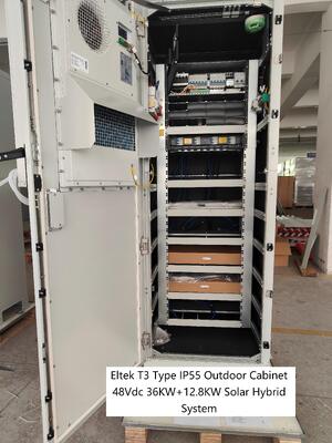 Kabinet Luar Ruangan Eltek T3 48Vdc 36KW 12.8kw Kapasitas Surya Dengan Flatpack2 48/3000HE Flatpack2 48/3200HE