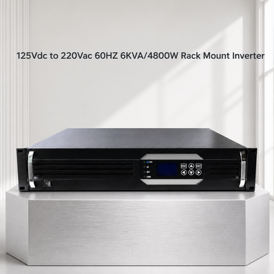 Inverter Rak 19 Inci 2U 6KVA 4800W Gelombang Sinus Murni 125VDC ke 220VAC untuk Aplikasi Off-Grid