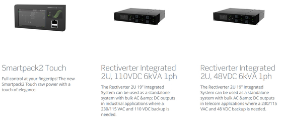 Eltek Rectiverter 2U 6kVA Eltek Flatpack Power System dengan Smartpack2 Touch Controller CIOR0402.1XXX